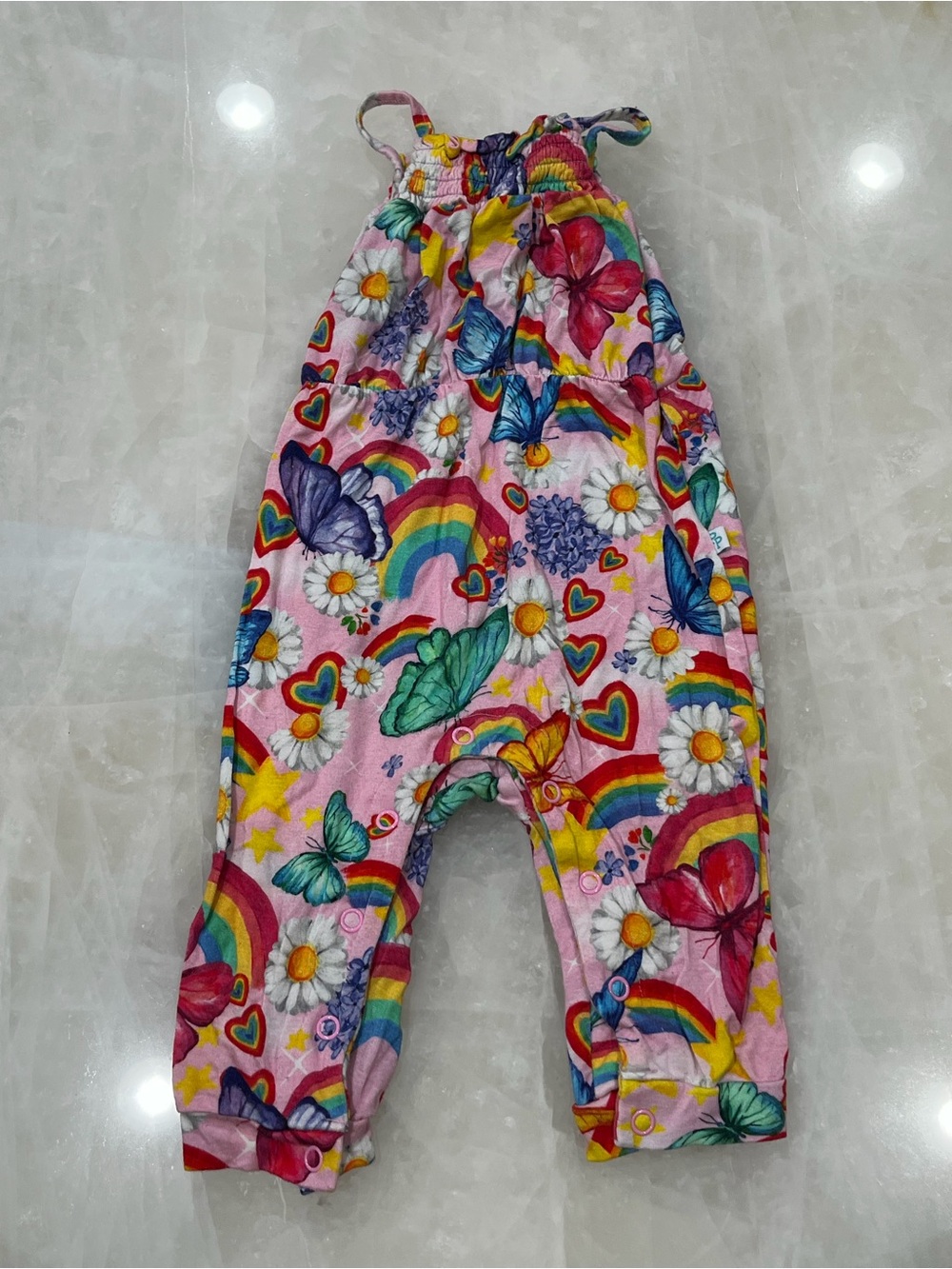 Posh Peanut Pink Rainbow & Butterfly Romper